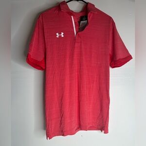 NWT Under Armour Shirt Mens S Red HeatGear Polo Golf Loose Fit Performance.